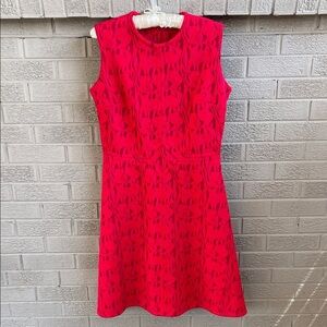 Groovy 1970s Sears Red Patterned Dress